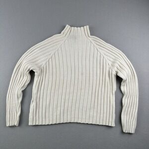 Herman Geist Women's XL Beige Mock Neck Ribbed‎ Knit Slim Fit Pullover Sweater